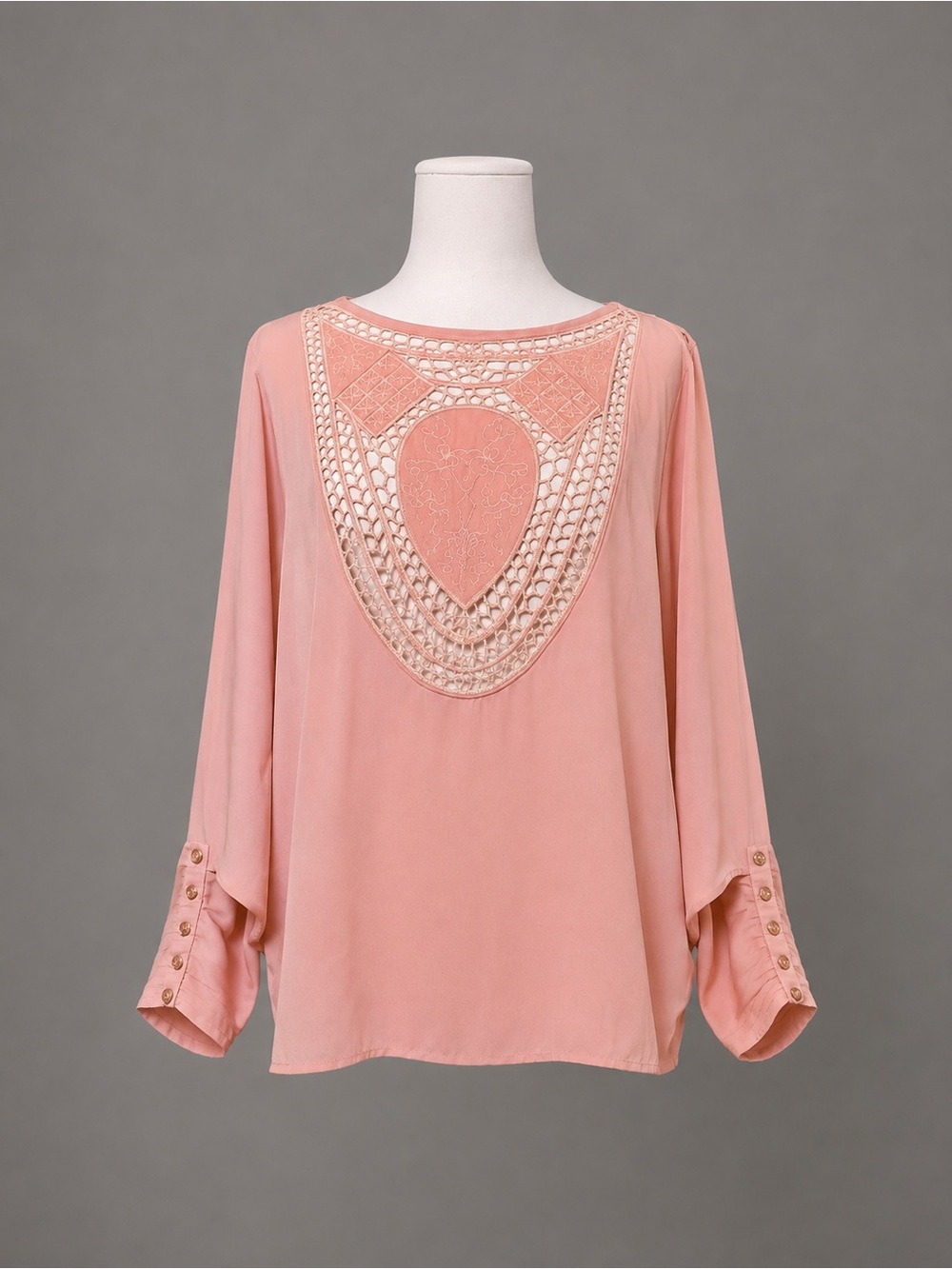 Fab’rik Large Pink Buttoned Dolman Slit Sleeve Blouse